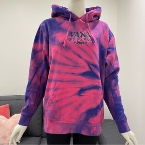VANS OFF THE WALL 1966 Hoodie Size Small Tie Dye Pink Purple Kangaroo Pocket